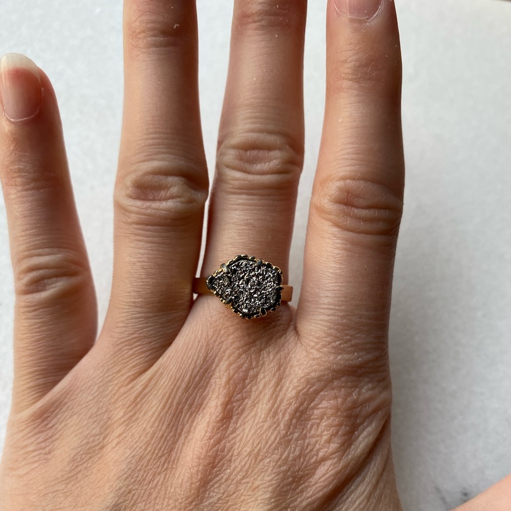 Kendra Scott Gold Ring with Silver Druzy